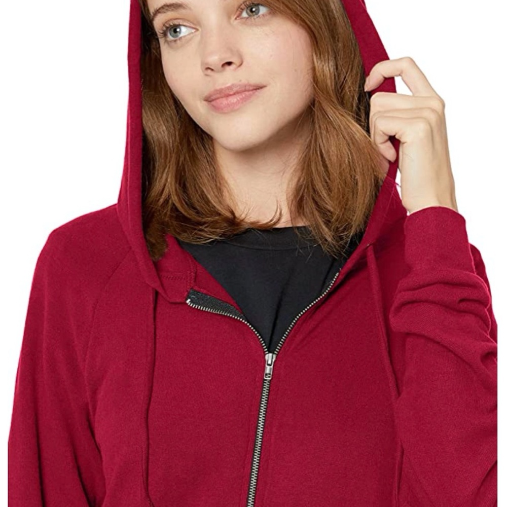 Tresics Cropped Knit 20" Red Zip Up Hoodie - Picture 2 of 4